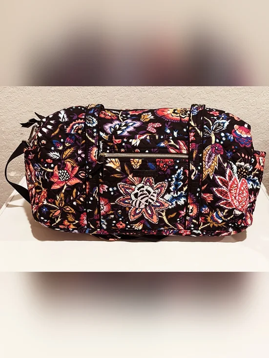 Vera Bradley Black Floral Quilted Duffel Bag - Picture 2 of 7